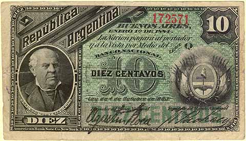 10 centavos argentinos 1884